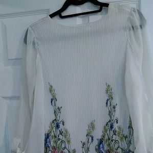 White and floral dress